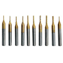 10x 0.6-1.5mm PCB Titanium Plating Drill Bit Set Engraving Cutter CNC End Mill
