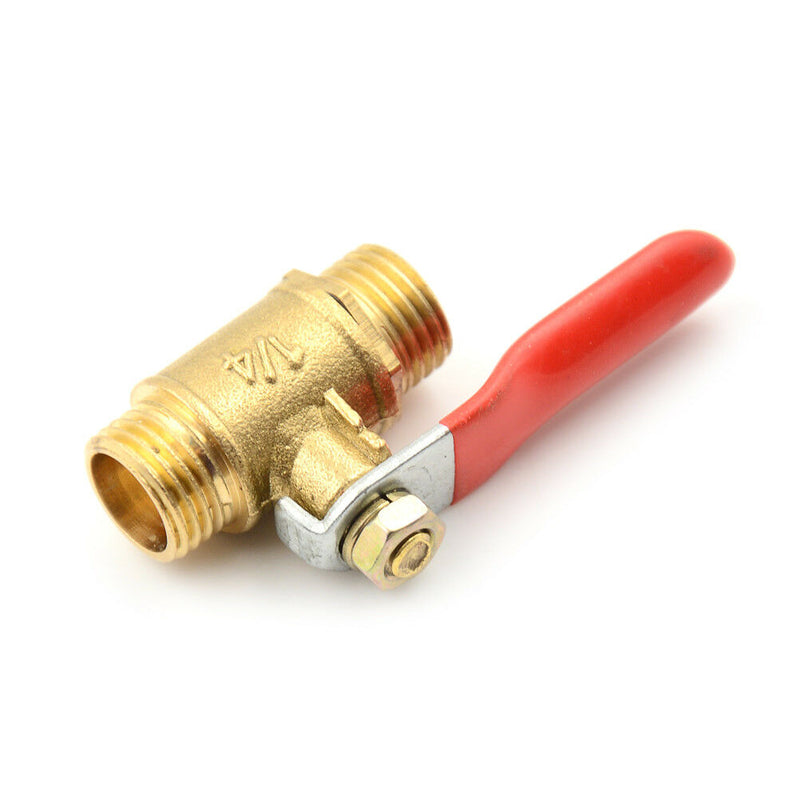 G1/4 Pipe Male to Male Thread Brass Ball Valve Hose Connector Switch Gk