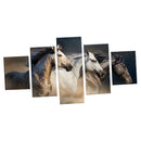 Modern 5 Panels Paintings on Canvas Wall Art Landscape Brown Horse