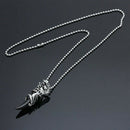 Men Choker Stainless Steel Black Crystal Wolf fang Pendant Necklace