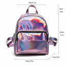 Holographic Leather Backpack for Girls Pink Mini Backpack for Women