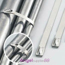 100PC Stainless Steel 4.6x200mm Metal Exhaust Wrap Coated Locking Cable Zip Ties