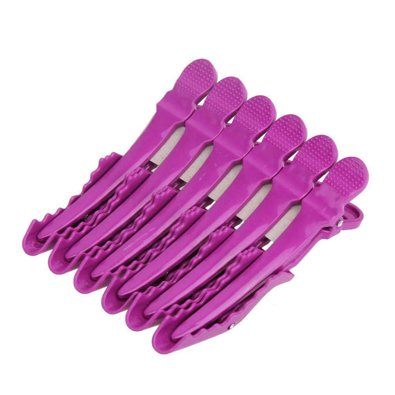 6Pcs Matte Sectioning Clips Clamps Hairdressing Salon Hair Grip Crocodile A