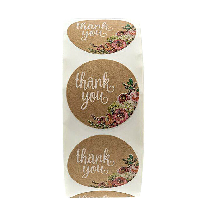 1 Roll 500 Pcs Round Circles Thank You Stickers 1 Inch Decorative Sealing