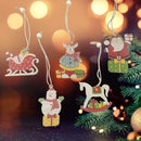 5pcs Wooden Santa Claus Snowman Pendents Christmas Tree Hanging Ornaments