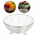 1X(Stainless Steel Fruit Basket Kitchen Vegetable Drain Washing Basket Wate