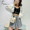 Cartoon Cute Canvas Handbag Drawstring Clutch Totes Shoulder Bag Composite Set