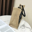 Women Linen Tote Casual Shoulder Bags Fashion Lady Print Handbags (Black S) A
