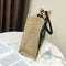 Women Linen Tote Casual Shoulder Bags Fashion Lady Print Handbags (Black S) A