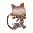 Korean Fashion Cute Cat Stone Crystal Rhinestone Women Stud Earrings beige T2D6