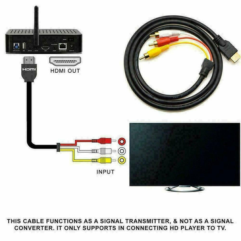 1080p HDMI Male S-video to 3 RCA AV Audio Cable Cord DVD For TV HDTV Adapte S2B3