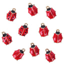 10Pcs/Set Enamel Alloy Ladybug Charms Pendant Jewelry Findings DIY Making  JR