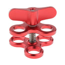 Triple Ball Clamp 3 Holes Underwater Arm Diving Bracket for Gopro Light Red