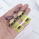 Creative Fluorescent Green Alien and UFO Stud Earrings Cute Drop Jewelry