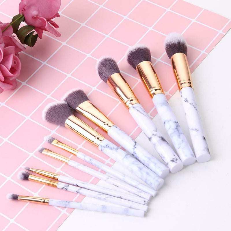 10pcs Marbling Makeup Brushes Set Powder Foundation Eyeshadow Cosmetic Tool A