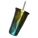 Stainless Steel Tumbler Water Coffee Bottle Drink Cup w/ Straw 500ml Yellow