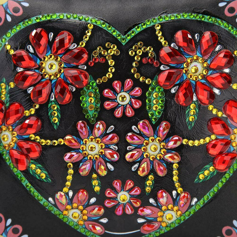 DIY Heart Flower Special Shaped Diamond Painting Leather Chain Shoulder Bag