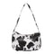 Cow Dot Printed Handbag Women PU Totes Small Underarm Shoulder Bag (White)