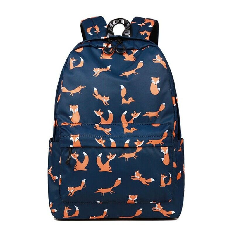 Cute Animal Fox Printing School Backpacks Waterproof Women Bag Laptop Backp M1R1