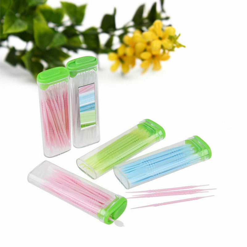 50x/set Clean Double Headed Toothpick Dental Mini Brush Teeth Sticks Floss