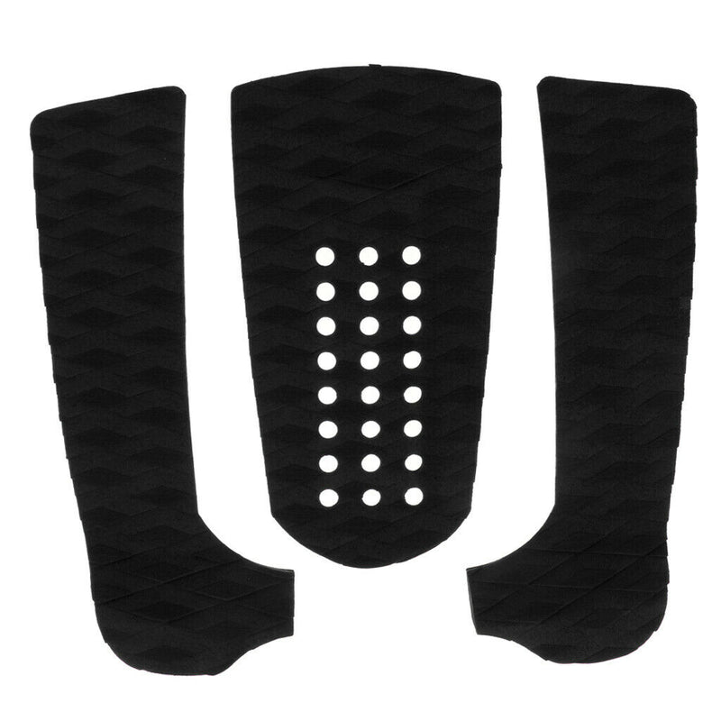 3 Piece BLACK Diamond Surfboard Traction Pad Tail Pad Deck Grip Accessories