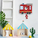 Fire Truck Wall Clock With Pendulum Silent Movement Funny Hanging Watch For