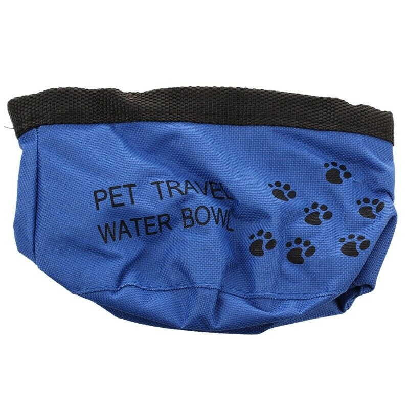 Pet Dog Cat Bowl Water Food Feeder Portable Collapsible Foldable Travel Blu