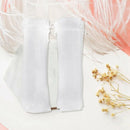 50pcs White Drawstring Organza Folding Hand Fan Pouch Party Wedding Favor G J3S7