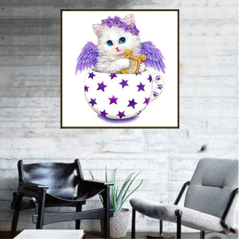 Cat 5D DIY Diamond Painting Embroidery Mosaic Needlework Home Decor(Purple)