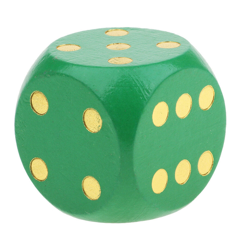 2x Large Wooden Dice D6 Six Sided Dies for D&D RPG Games 1.97'' Green+Yellow