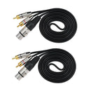 2Pieces Dual RCA Male to XLR 3 Pin Female Mic Cable Splitter Connector Lead