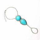 Lady Boho Retro Turquoise Finger Chain Ring Bracelets Hand Harness Jewelry WGQ