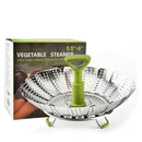 9" Stainless Steel Folding Food Vegetable Poacher Steamer Basket Cooker Extend