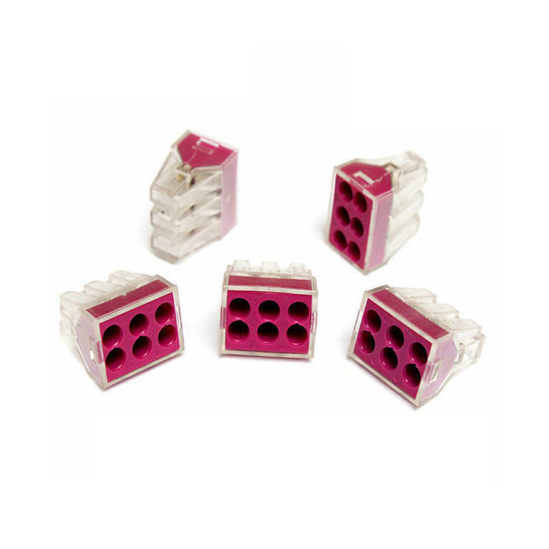 100Pcs PCT-106 Push Wire Wiring Cable Connector 6-Pin Conductor Terminal Block w