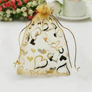 100Pcs 9x12cm Sheer Drawstring Heart Organza Jewelry Pouches Wedding Party  N2I6