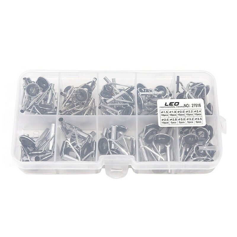 80Pcs Diy Eye Rings Fishing Rod Guide Tip Set Repair Kit For Fishing Rods S