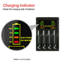 4-Slots Battery Charger Smart Charging Rechargeable with LCD Display USB Cable
