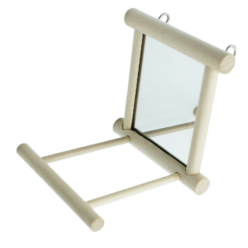 Bird Toys Wooden Swing with Parrot Mirror for Parrot Macaw Cockatiel Perches