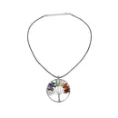 Natural Gravel Life Tree Necklace Pendant Colorful Gem Sweater Chain A