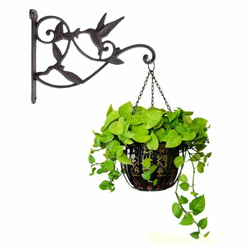 Hanging Plant Hook Hummingbird Cast Iron Decorative Flower Basket Wall HangiB8F1
