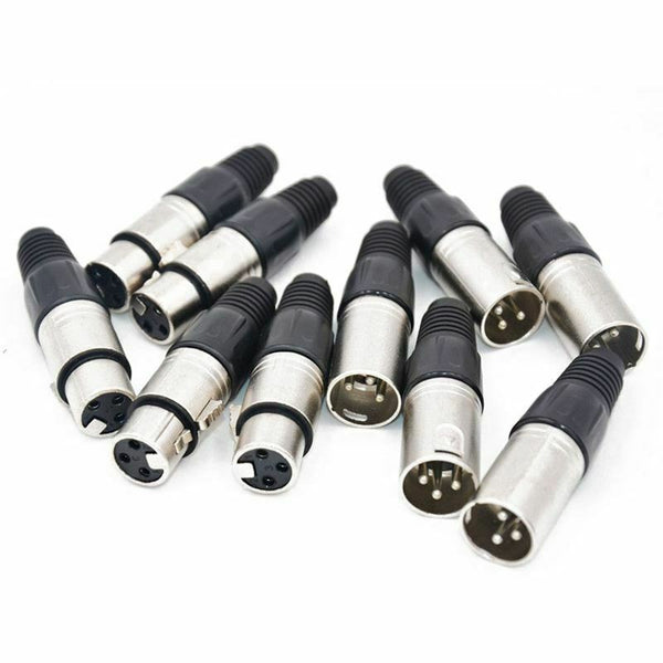10Pcs 3 Pin XLR Solder Type Connector 5 Male + 5 Female Plug Cable Connecto