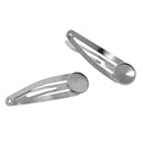 10Pcs DIY Barrettes Snap Hair Clips 12mm Round Bezel Setting Tray Whitegold