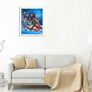 The US Flag Tiger 5D Full Drill Round Diamond Painting Embroidery Kits Gift