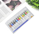 Acrylic Art Paint 12 Tubes Set- Mixed Assorted Colours Artist Craft Canvas Brush