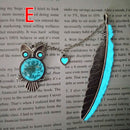1X Luminous Night Owl Bookmark Label Read Maker Feather Book Mark Stationery ME