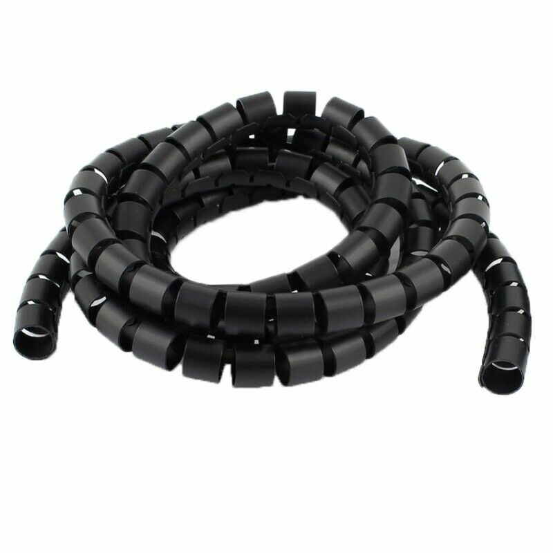 1.5 m x inner diameter 15 mm black spiral cable wrap organizer cable clip w