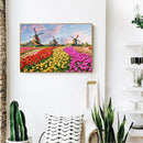 5D DIY Picture Kit Windmill Flower Field Full Round Drill Diamond Painting