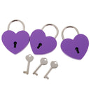 Set of 3 Cute Heart Shape Padlocks Metal Lock with Keys, Purple L
