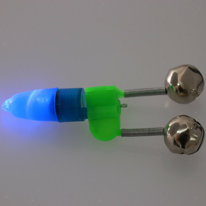 20Pcs Electronic Night Fishing Bite Alarm Twin Bells Light Alerter Ring Accs