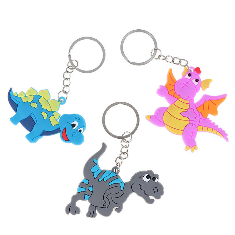 6pcs Cartoon Dinosaur Keychain Pendant Keyring Dinosaur Party Decor Kids Gift 3C